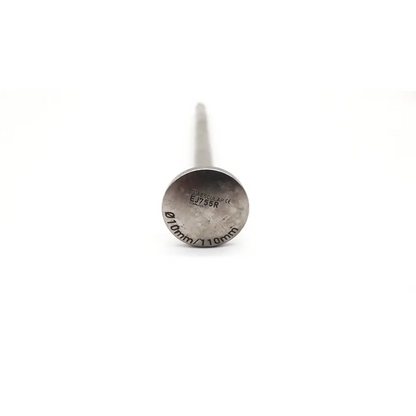 A sleek metallic aesculap ej755r 110mm trocar pin with a circular head engraved with specifications and markings