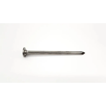 A metallic surgical drill bit with polished chrome finish and sharp tip for aesculap ej755r 110mm trocar