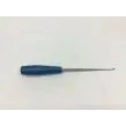 Blue-handled metal aesculap fg094r sypert tamper 6x10mm surgical hook tool for precise tissue manipulation
