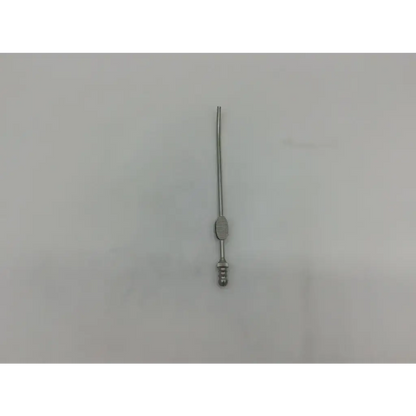 Silver aesculap gf917r suction cannula with textured grip and threaded tip for precision surgical suction
