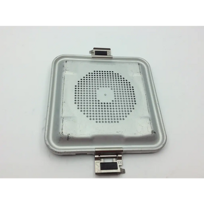 Silver metallic aesculap jn340 instrument sterilisation container tray with circular perforations and two clasp mechanisms