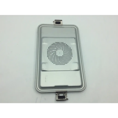 Silver metallic rectangular jf253r tray with circular perforated pattern and clasps for aesculap jn742 sterilization case