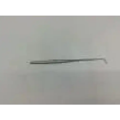 Silver metal aesculap md557r neuro surgical hook with slender elongated body and curved end for precise neurosurgery