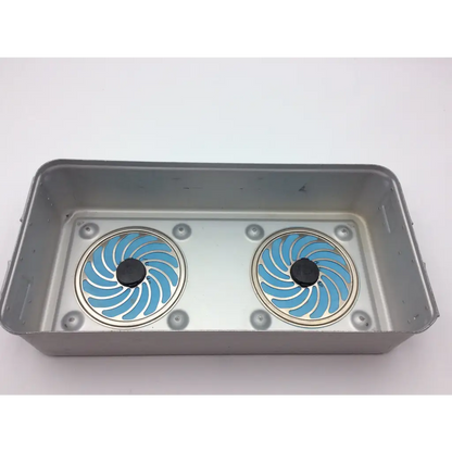 Silver rectangular aesculap sterilization container 78532 with blue black fans interior and lid jk489 size 22 x 11 x 5