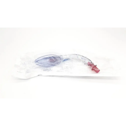 Clear plastic air-qsp intubating laryngeal airway with blue cushion and red connector for laryngeal airway cookgas use