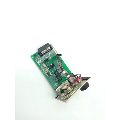 Rear panel of alaris 8000 8015 pc with green circuit board black connectors and red wires for biomedical service and responsible electronics recycling replacement parts