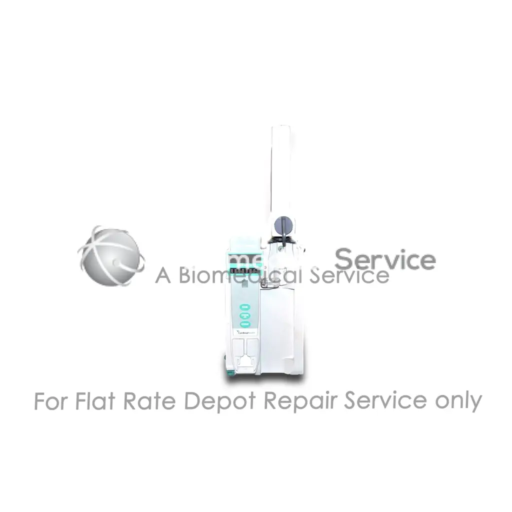 White alaris 8110 infusion pump with vertical tubing port and teal buttons for medical equipment repair service and flat-rate repair