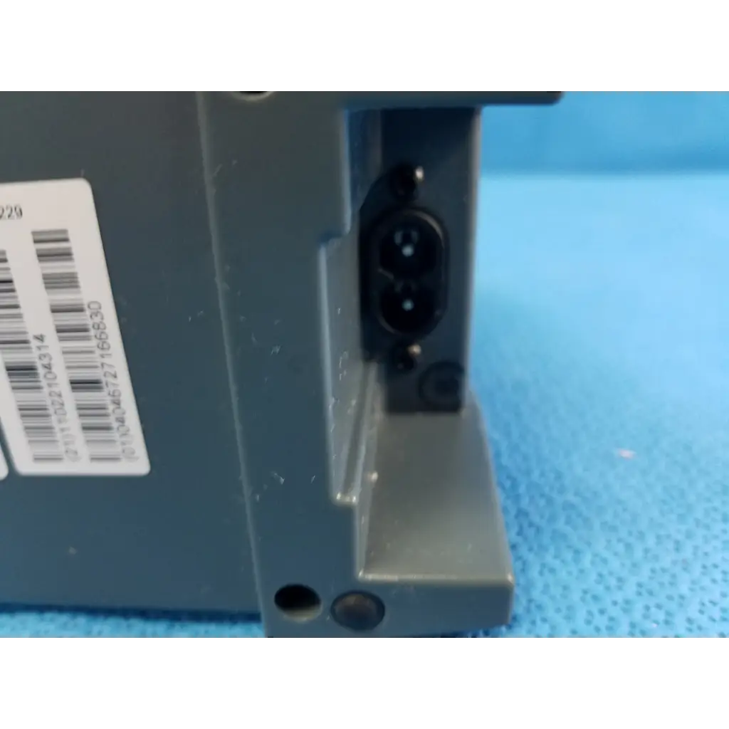 Gray plastic industrial power supply with black circular input port and barcode label alber e-fix viamobil ps4515