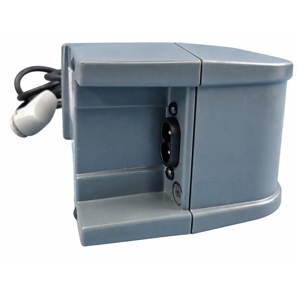 Gray plastic outdoor motion sensor with black wiring and white spherical component for alber e-fix viamobil power supply