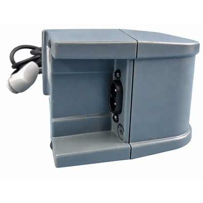 Gray plastic outdoor motion sensor with black wiring and white spherical component for alber e-fix viamobil power supply