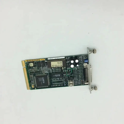 Front side of alcon 202-1354-002 exm-23 flat panel controller green circuit board with gold contacts and silver bracket
