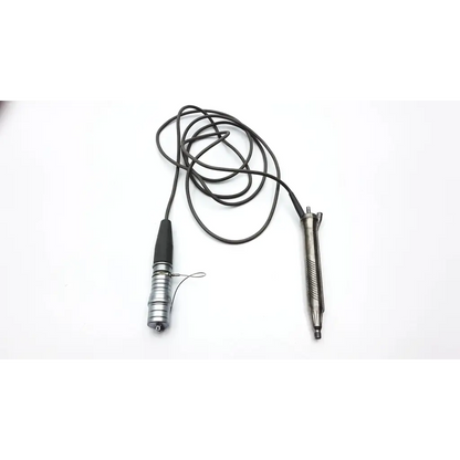 Silver and black alcon centrurion ozil handpiece with coiled cable for precision ophthalmic surgery use