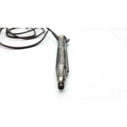 Silver metallic alcon centrurion ozil handpiece with textured grip and black cable for precise welding tasks