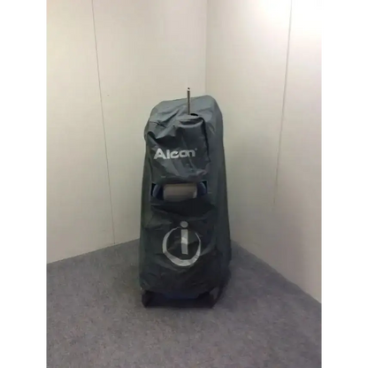 Dark gray durable fabric cover with alcan logo designed to protect alcan infiniti 210-0000-503 phacoemulsifier speaker