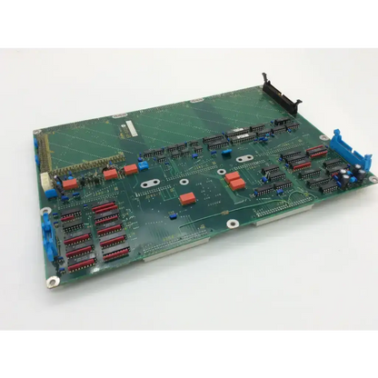 Green printed circuit board with red and blue components of aloka ep-3322g board bbcf5-6 model
