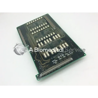 Green circuit board with integrated circuits and connectors in aloka ep443800ee ssd4000 probe selector board assembly