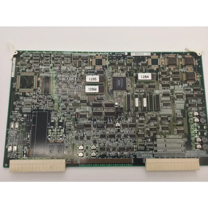 Green aloka ultrasound board ep444300lr with black integrated circuits and beige connectors for medical imaging use