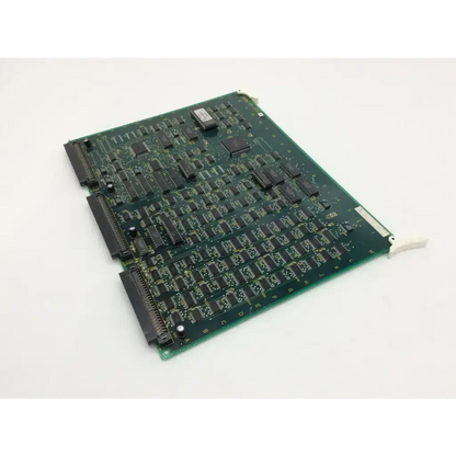 Green printed circuit board with black integrated circuits and connectors for aloka ultrasound board ep388601aa