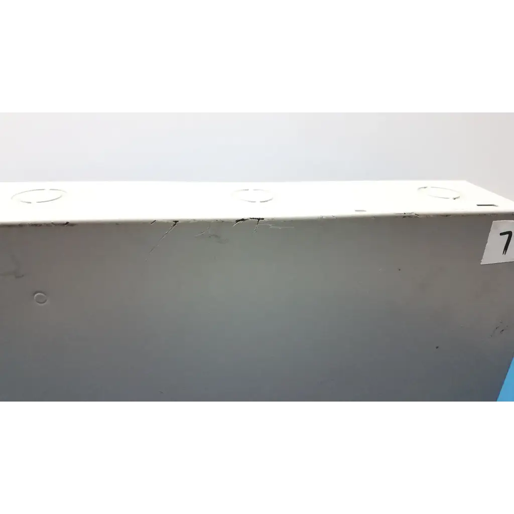 Gray metal electrical box with three circular openings and white label 7 on altronix al400ulx power supply charger