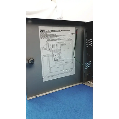 Altronix al400ulx power supply charger with metallic gray enclosure and visible internal wiring for multi-agency use