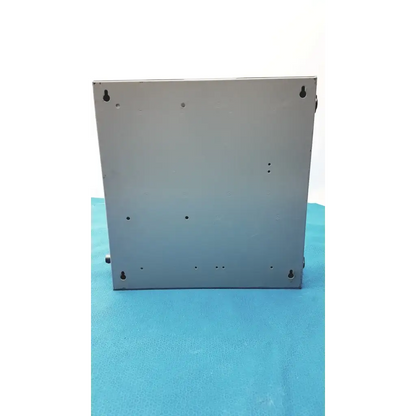 Gray metal mounting bracket with multiple screw holes for altronix al400ulx power supply charger back side view