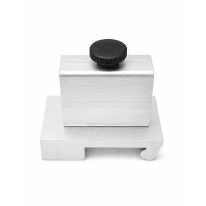 Silver aluminum medical equipment mounting clamp bracket with black textured knob biomed certified design