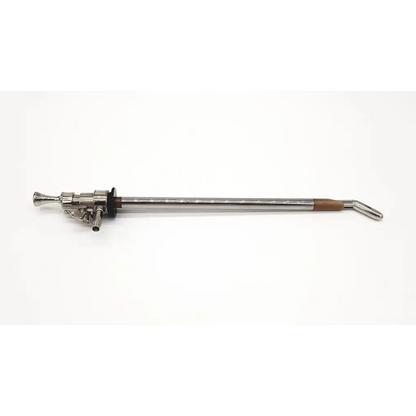 Silver american cystoscope 28f surgical instrument with curved tip and brown grip for precise medical use