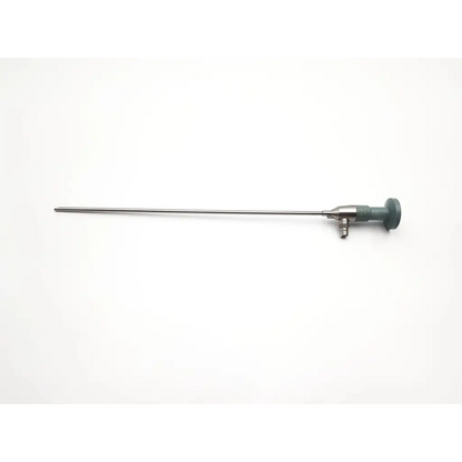 A sleek metallic american cystoscope makers microlens fo-8168l with a long shaft and dark gray ergonomic handle
