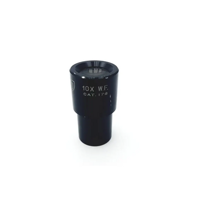 Black cylindrical american optical 10x microscope eyepiece lens with engraved 10x w.f. markings for precision use