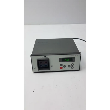 Black and silver amersham pharmaciia biotech power supply eps 301 with digital display showing nd for biotech power supply use