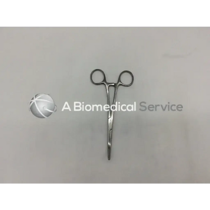 Stainless steel amico halsted hemo forceps curved with rounded finger loops and a slightly tapered tip for surgical use