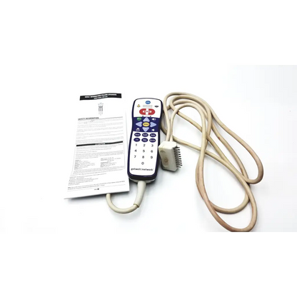 Blue and white Anacom Medtek A1804-088DJ getwell network bedside remote control with coiled beige cable