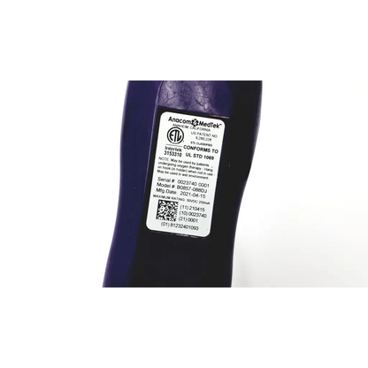Purple anacom medtek a1804-088dj medical device with white label showing model and serial information