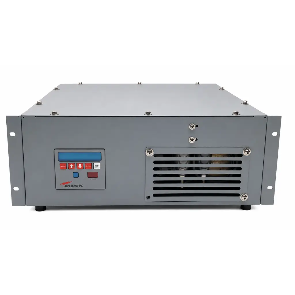 Gray metal andrew biomed certified rack-mount air dehydrator unit with digital display and control buttons