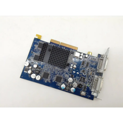 Blue apple mac edition radeon 9600xt 128mb agp graphics card with black heat sink and silver connectors for g4 g5