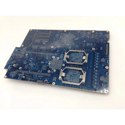 Blue apple mac pro a1186 2008 motherboard with two silver cpu sockets and intricate circuitry ep527800aa ultrasound a5sv
