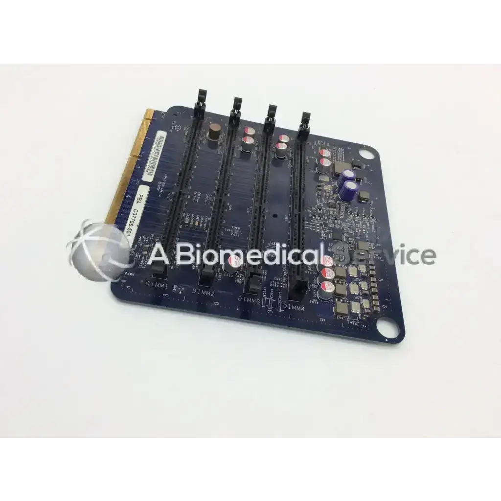 Blue apple mac pro a1186 memory riser board with four black dimm slots silver connectors and electronic components
