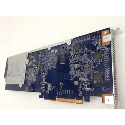 Blue nvidia geforce gt 240 graphics card with silver metal heatsink and gold pcie connector for apple mac pro a1186