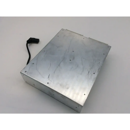 Silver rectangular metal power supply unit with black cable for apple mac pro a1289 model 4.1 and 5.1