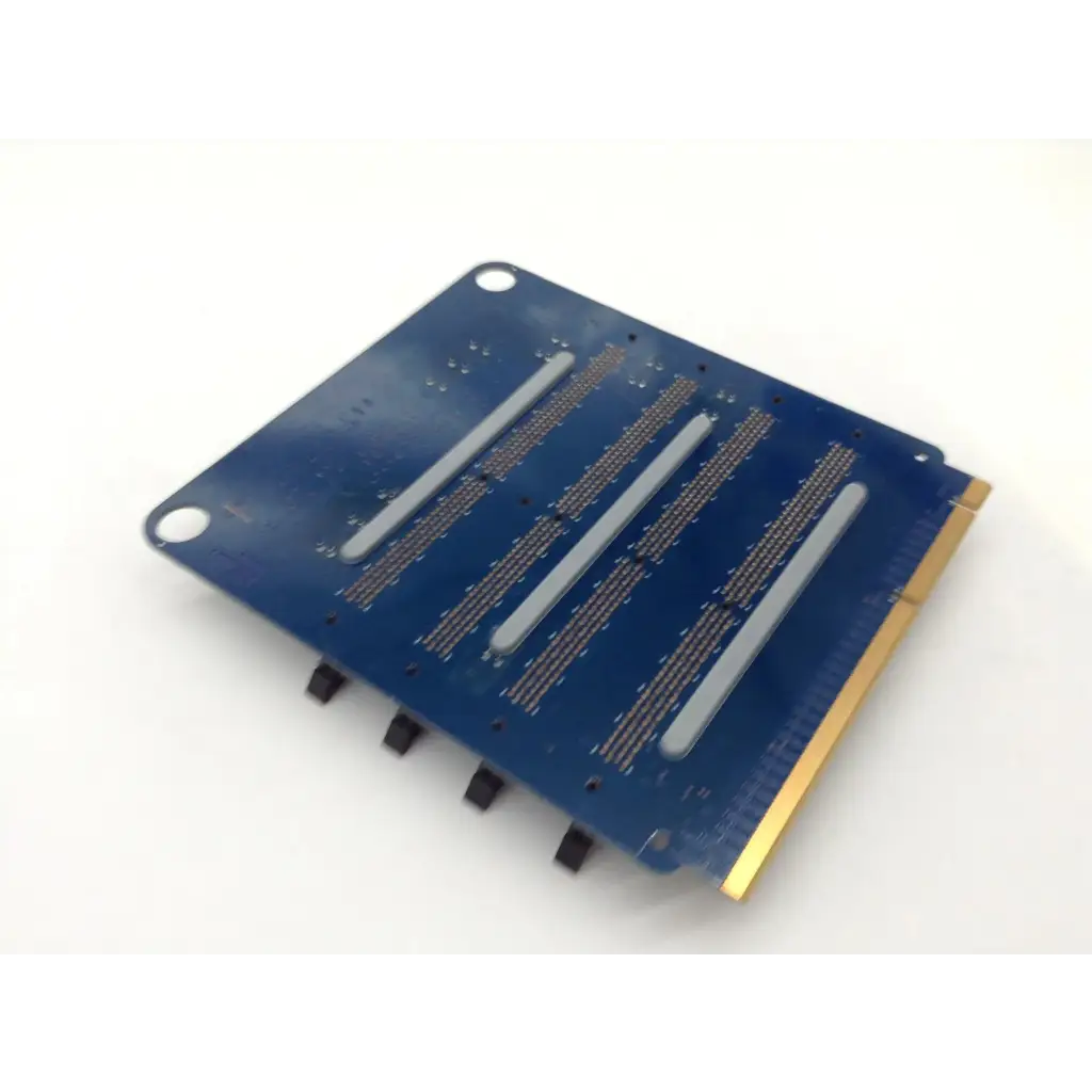 Blue rectangular apple memory riser card with silver connectors and gold edge for mac pro 3 1 2008 biomedical service