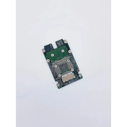 Green rectangular circuit board with silver solder points and central chip for apple power mac g5 desktop spacelabs mpc860 cpu