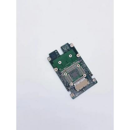 Green circuit board with silver solder points and black components for apple power mac g5 desktop with spacelabs mpc860 cpu