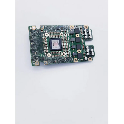 Green printed circuit board for powermac g5 server featuring black integrated circuit and gold-plated mounting holes