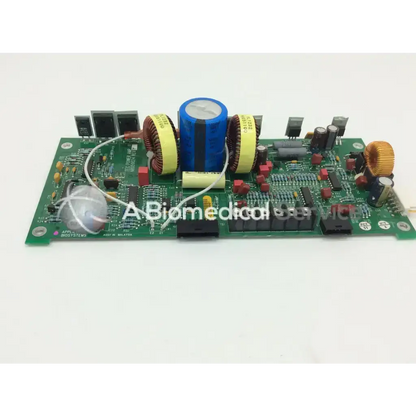 Green printed circuit board with blue capacitor and yellow inductors in applied biosystems tec power n8059024 rev system