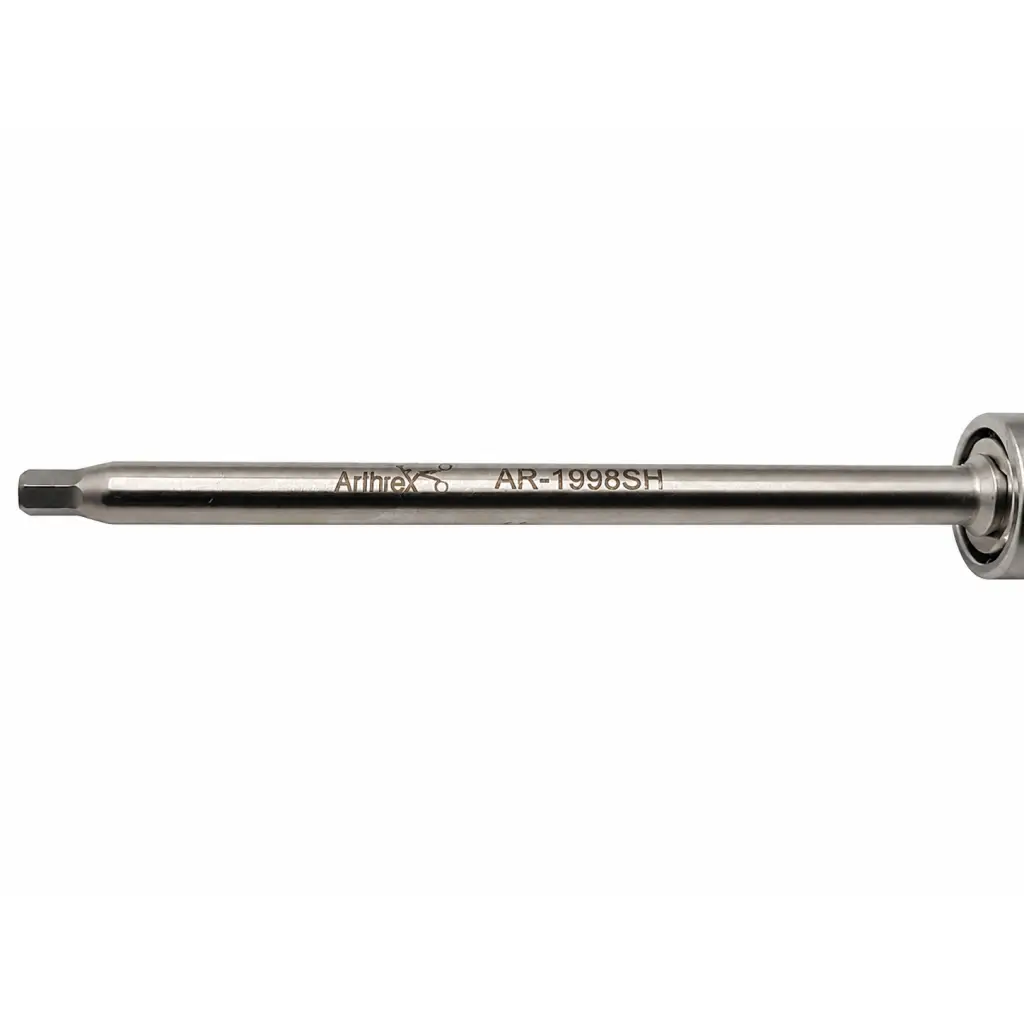 Silver metallic arithex ar-1998sh screwdriver bit with hex tip and bearing for ar-2001bt blue surgical driver instrument