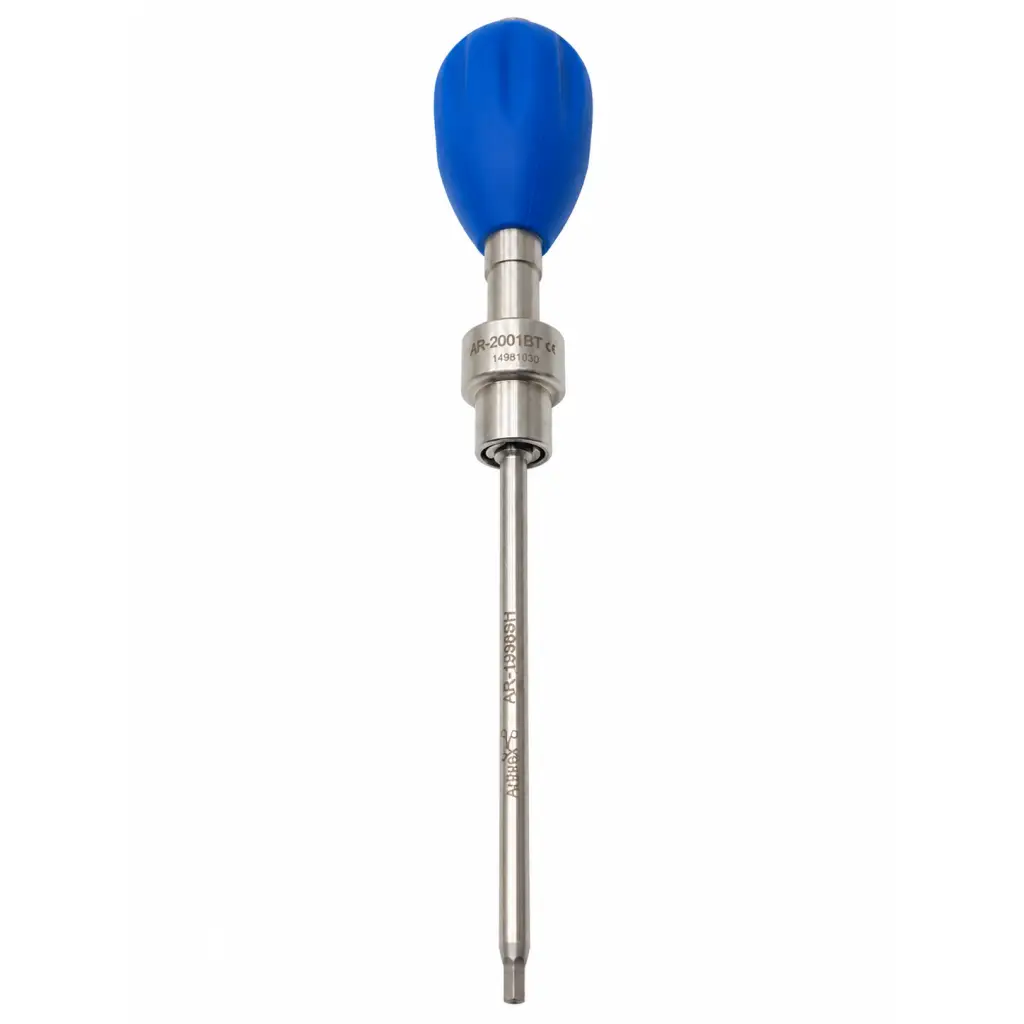 Ar-2001bt blue surgical driver instrument with blue rubber tip stainless steel shaft and engraved markings
