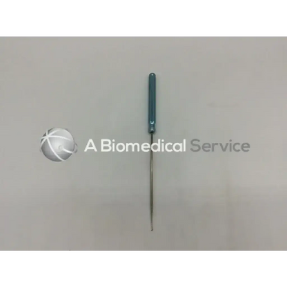 A sleek teal-handled arthrex ar-10010 probe hook with a long slender metallic shaft and fine tip for surgical use