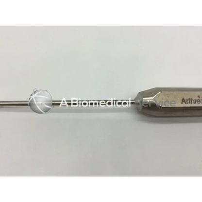 A metallic arthrex ar-1278 semitendinosus stripper with a spherical tip and engraved handle for surgical use