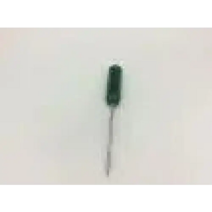 A green-handled metallic surgical orthopedic cannulated hex driver arthrex ar-13326 with a needle shaft