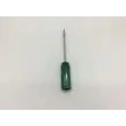 Arthrex AR-13326 surgical orthopedic cannulated hex driver with green plastic handle and metallic shaft